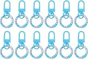 uxcell 12 Pcs Lobster Claw Clasp, Colorful Metal Keychain Clasp Swivel Hooks with Spring Key Rings Trigger Clips for Bag Door Key Chains DIY Craft Jewelry Making, Donut Blue