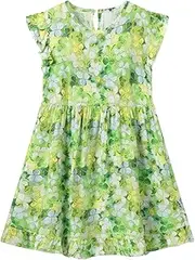 [Mud Kingdom] Girls St. Patrick's Day Dress Green Lucky Clover Flutter Traditional Short Sleeve Dresses