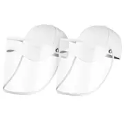 2X Outdoor Protection Hat Anti-Fog Pollution Dust Protective Cap Full Face HD Shield Cover Adult White