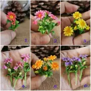 Dollhouse Miniature Gerbera Daisy Flower 3 Bunches Clay Handcraft Flower Plants