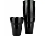 Black Plastic Reusable Cups 285ml (Pack of 20)