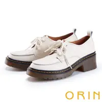在飛比找momo購物網優惠-【ORIN】質感牛皮綁帶厚底牛津鞋(米白)