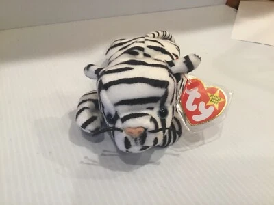 Ty Beanie Baby BLIZZARD The White and Black Tiger MWMTs