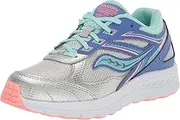 [Saucony] Cohesion 14 Lace to Toe Running Shoe, Silver/Periwinkle/Turq, 10.5 US Unisex Big Kid