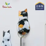 日本SEEDERS 日製貓咪造型免鑽釘超黏無痕掛勾-3入-多種花色可選
