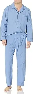 [Hanes] Men's Long Sleeve Plain Weave Pajama Set
