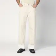 [Bottega Veneta] Meringue coloured turned up jeans 50 IT White