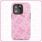 Coquette Cherries (Tiled Pink) iPhone Case Tough Pro 13 Max 16 15 14 MagSafe