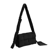 Puffer Woven Bag Cotton Cassette Padded Designer Crossbody Bags-Excellent Black