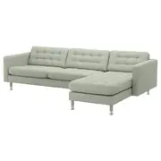 LANDSKRONA 4-seat sofa, with chaise longue/Gunnared light green/metal