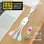 KINYO 耐嘉 SDL203 NDL203 1對3可轉向安全電源線組 分離式電源線 轉接式延長線 轉接電源線 台灣製