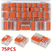 75pcs Electrical Connectors Wire Block Clamp Terminal 2/3/5 Way AWG For Wago 415