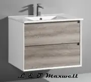 Wall Hung Glosswhite Frame and Timberlooking drawer Vanity 750mm