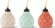 3-Pack Table Torches, 6" – Pastel Ivory, Pink & Blue Glass Outdoor Lighting,,