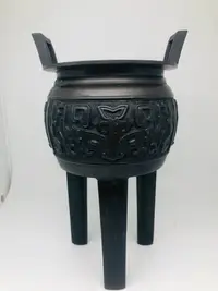 在飛比找樂天市場購物網優惠-日本回流饕餮紋鼎式銅香爐
