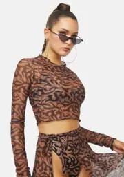 [BINYA] Fedra Tattoo Print Mesh Top