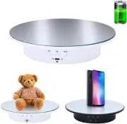 7.87" Motorized Rotating Display Stand, 360° Turntable for Photos & More – White