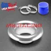3.5"Silver Short Ram Air Intake Turbo Horn Aluminum Velocity Stack Silicone Hose