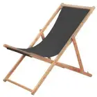 Folding Beach Chair Outdoor Garden Patio Camping Wooden Sun Lounger Wood Fabric