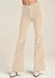 Venus Corduroy High Waist Flared Leg Pants - Cream - Size 14 - 33" Inseam