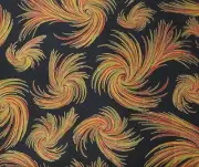 Rust, gold, green swirls on black fabric 1 1/2 yard #1479