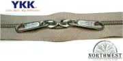 Genuine YKK Nylon Coil Zipper Tape # 5 Khaki 1 yard w/ 2 Nickel Sliders