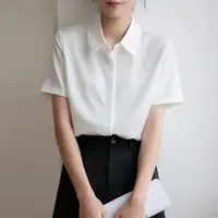 在飛比找ETMall東森購物網優惠-職業公務員教資面試服裝女夏季答辯正裝套裝學生工作短袖白色襯衫