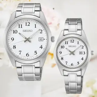 【SEIKO 精工】CS系列 現代簡約時尚男女對錶石英錶-白_SK028(6N52-00F0S/6N22-00P0S 情侶錶 情人節)