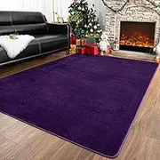 Washable Area Rug for Living Room Bedroom, 6x9 Feet Dark Purple Memory Foam Rug, Super Soft Modern Indoor Carpet for Kids Room Girls Boys Dorm Nursery Decor Mat
