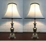 Pair of Scyphus Cast Iron Bell Bedside Table Lamps
