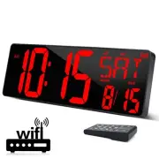 Large Digital Wall Clock WiFi Sync, 16.5 in Large Display Wall Clock with Tem...