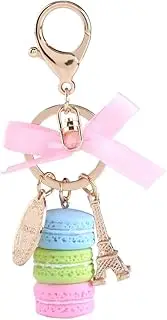 Colorful Alloy Keychain, Mini Macaroon Cute Eiffel Tower Keychain Keyring Bag Pendant Car Charm Decoration Accessory for Car Key Handbag (Blue)
