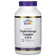 21st Century, Triple Omega Complex 3-6-9, 180 Enteric Coated Softgels
