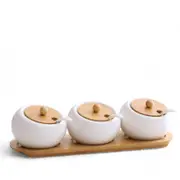 Aura Furniture 28.5cm White Cara Ceramic Seasoning Jar Set 3pcs