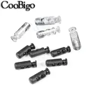 100pcs Cylinder Spring Barrel Cord Lock Toggle Double Stopper Cord Transparent