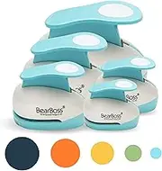 BearBoss 5 Circle Paper Punch, Handmade Scrapbook Paper Puncher, Different Size of Scrapbooking Punches Crafting Designs for Office Supplies, Card Making, DIY Albums Photos, Classic White
