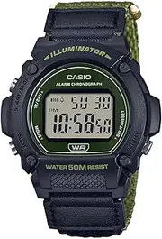[Casio] W219HB-3A Green Band Unisex Adult Digital Watch, Green Dial, 48.1 × 47.1 × 13.9 mm
