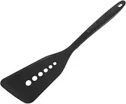 BRIGHTFUFU Cooking Supplies Heat Proof Silicone Fish Spatula Non-Stick Coating Comfortable Grip Hanging Hole Black