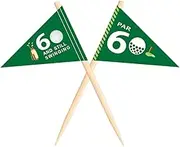VOWFOO Golf Themed Toothpick Flags, 20 PCS Par 60 And Still Swinging Birthday Cocktail Picks Mini Stick Cupcake Toppers for 60th Birthday Party Food Bar Decorations