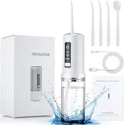 Water Flosser, Mini Portable Dental Oral Irrigator, 230ML Water Tank, 3 Modes 4 Jet Tips 360° Rotation, IPX7 Waterproof Electric Dental Flossers for Home Travel