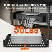 2U Vented Rack Mount Shelf 16 Inch Deep Server Tray Adjustable Steel Support