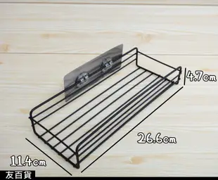 《友百貨》無痕壁掛收納架 無痕收納 壁掛架 掛籃 收納籃  鐵架 無痕貼 強力黏膠長方置物架 免打孔 浴室收納 廚房收納