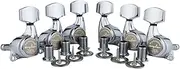 Guyker 6Pcs Guitar Locking Tuners (3L + 3R Handed) - 1:21 Ratio Lock String Tuning Key Pegs Machine Heads with Hexagonal Handle for LP SG Style Electric, Folk or Acoustic Guitars - Chrome