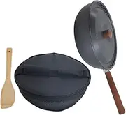 JOINPAYA 1set Outdoor Detachable Fry Pan Portable Cooking Pan for Camping Hiking Picnics Nonstick Aluminum Design Wooden Spatula Storage Bag Camping Cookware for Outdoor Enthusiasts
