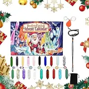 Gemstone Advent Calendar,2024 Stocking Stuffer Collectible Stones - Countdown Playset, Christmas Countdown Calendar With Necklace Holder, Magnifier, Storage Bag For Meditation