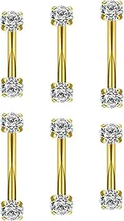 [Hoeudjo] Rook Piercing Jewelry Surgical Steel Eyebrow Piercing Jewelry 16g Surface Tragus Earrings Curved Barbell Daith Eyebrow Rings for Women Different Bar Length 6/8/10mm