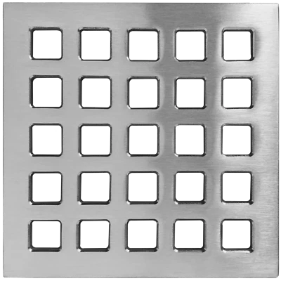4 Inch Decorative Square Stainless Steel Shower Drain Grate 15 Styles & Finishes
