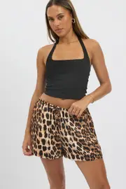 Brown Animal Print Shorts Mid Rise - Size 16XL, Women's Shorts