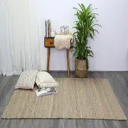 Brand Ventures Taj Natural Basket Weave Black Jute Rug
