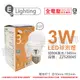 【E極亮】LED 3W 3000K 黃光 全電壓 球泡燈 台灣製造 (6.5折)